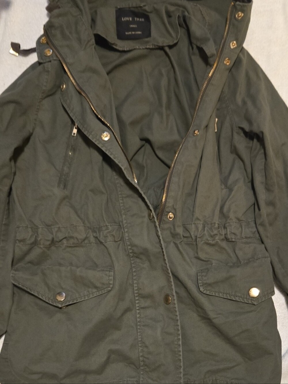 Love Tree Olive Hooded Utility Anorak Jacket